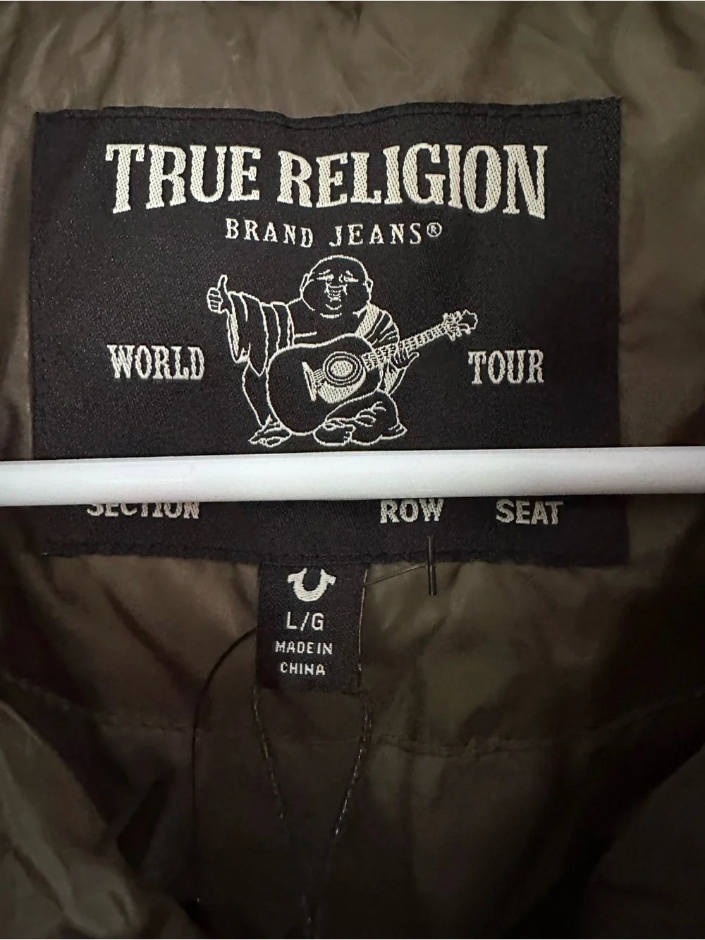 New True Religion Olive Kalamata Logo Puffer Jacket Coat Mens Large $199 105664